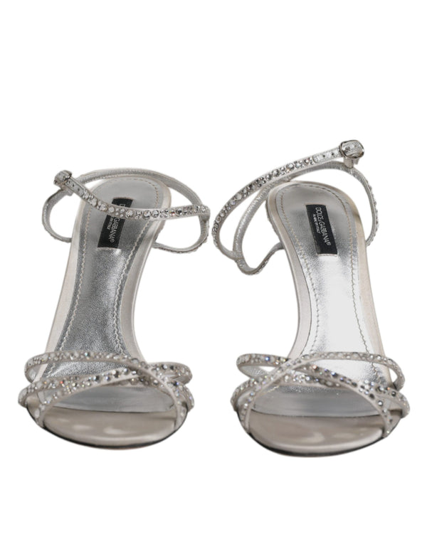 Silberne Kristall-Knöchelriemen-Sandalen Schuhe