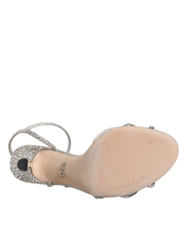 Silberne Kristall-Knöchelriemen-Sandalen Schuhe
