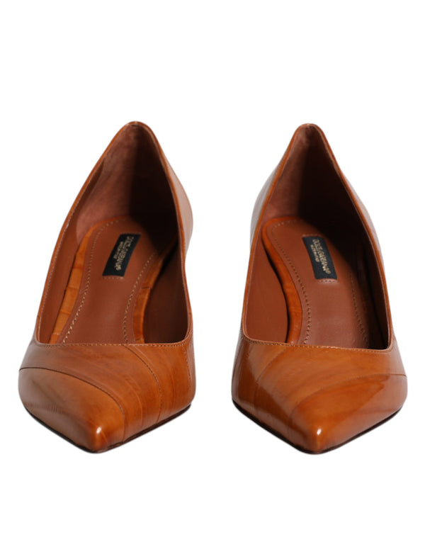 Braun Leder Kitten Heels Pumps Schuhe