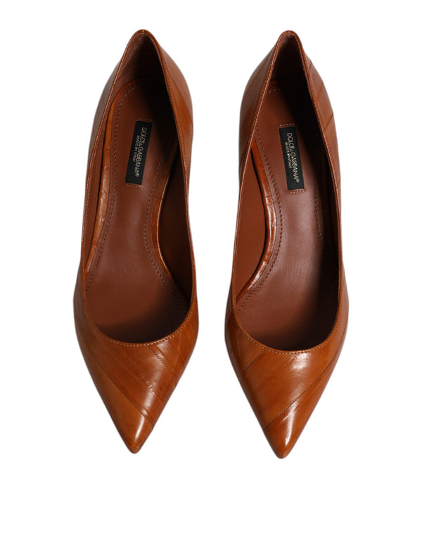 Braun Leder Kitten Heels Pumps Schuhe