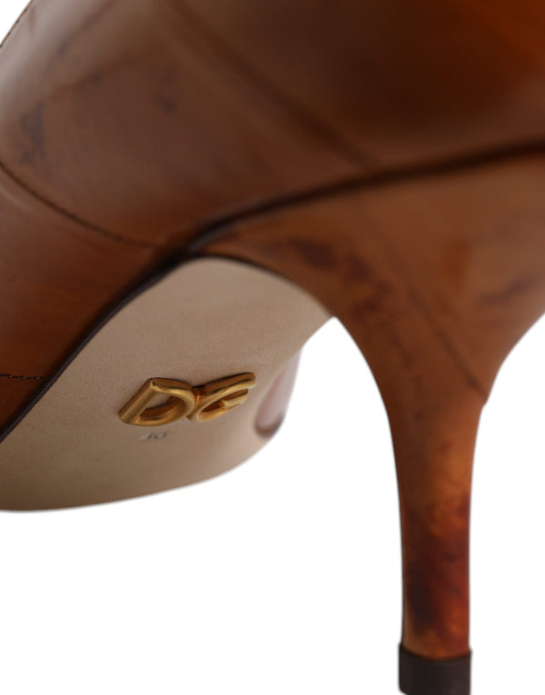 Braun Leder Kitten Heels Pumps Schuhe