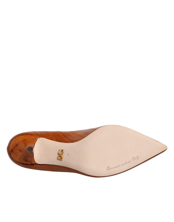 Braun Leder Kitten Heels Pumps Schuhe