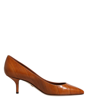 Braun Leder Kitten Heels Pumps Schuhe