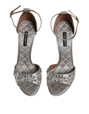 Silberne Knöchelriemen Kristall Sandalen Schuhe