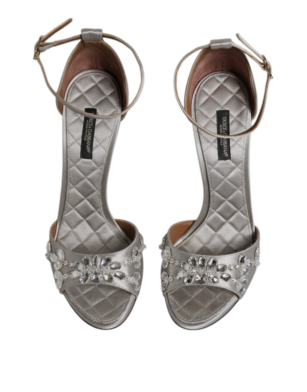 Silberne Knöchelriemen Kristall Sandalen Schuhe