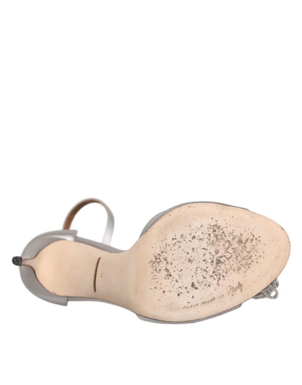 Silberne Knöchelriemen Kristall Sandalen Schuhe