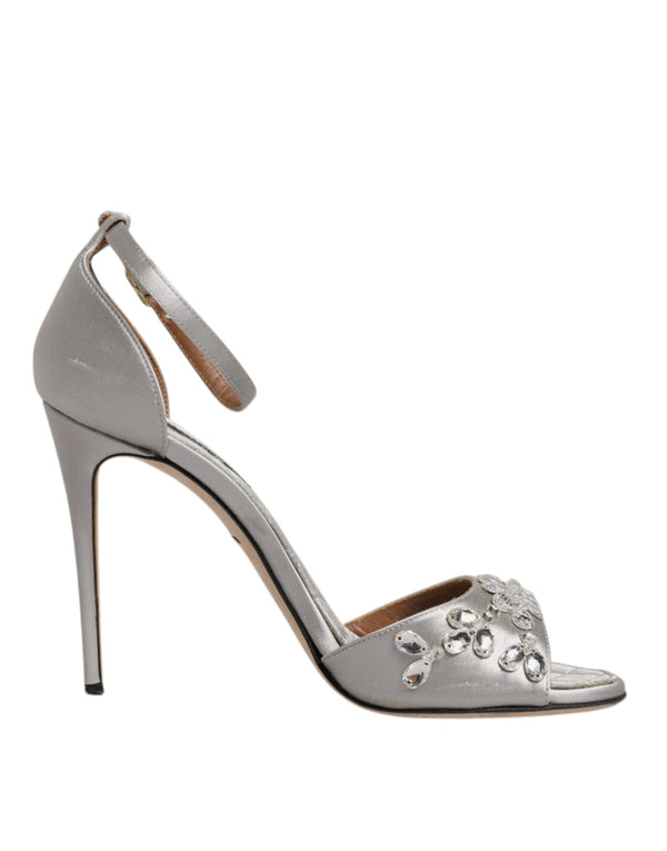 Silberne Knöchelriemen Kristall Sandalen Schuhe