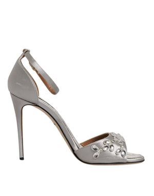 Silberne Knöchelriemen Kristall Sandalen Schuhe