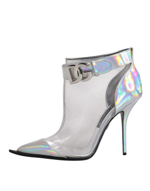 Silberne schillernde spitze kurze Stiefel Schuhe