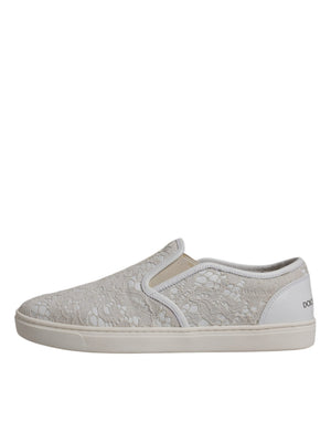 Weiß Floral Spitze Slip On Loafers Schuhe