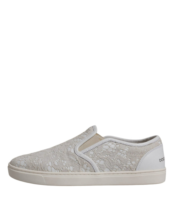 Weiß Floral Spitze Slip On Loafers Schuhe