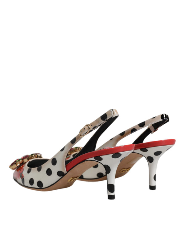 Multicolor Leder Kristall Absätze Slingback Schuhe