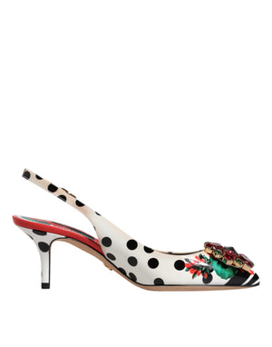 Multicolor Leder Kristall Absätze Slingback Schuhe