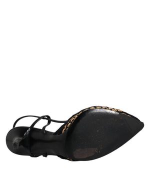 Schwarz Braun Spitze High Heels Slingback Schuhe