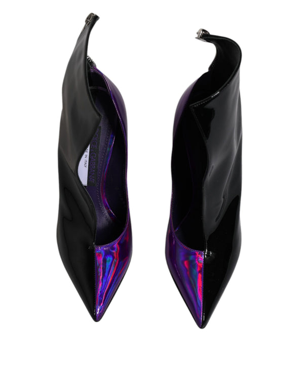 Lila Schwarz Spitzstiefel Schuhe