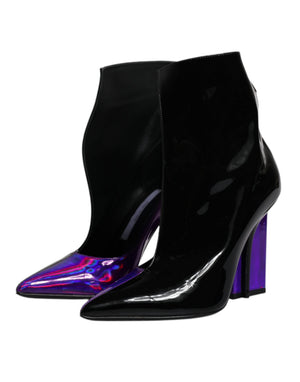Lila Schwarz Spitzstiefel Schuhe