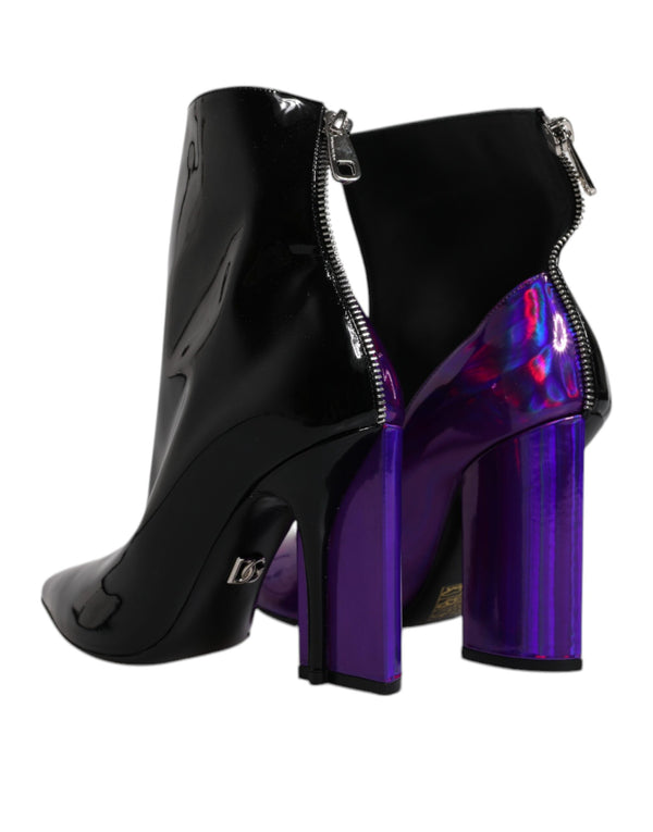 Lila Schwarz Spitzstiefel Schuhe