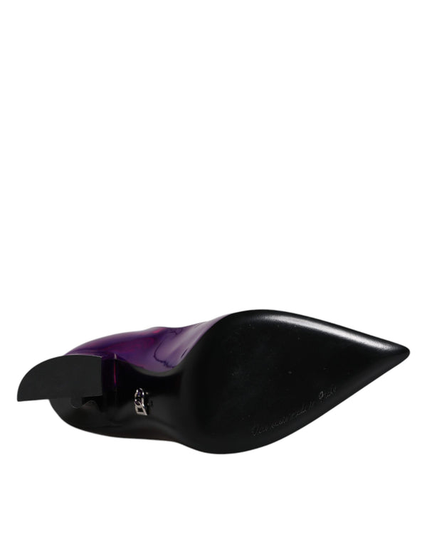 Lila Schwarz Spitzstiefel Schuhe