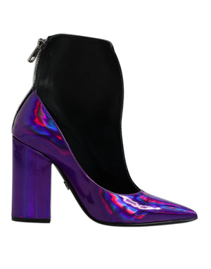 Lila Schwarz Spitzstiefel Schuhe