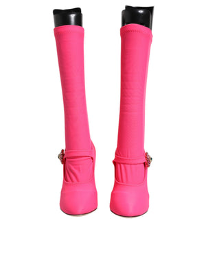 Rosa Nylon Kristall Vally Hohe Stiefel Schuhe