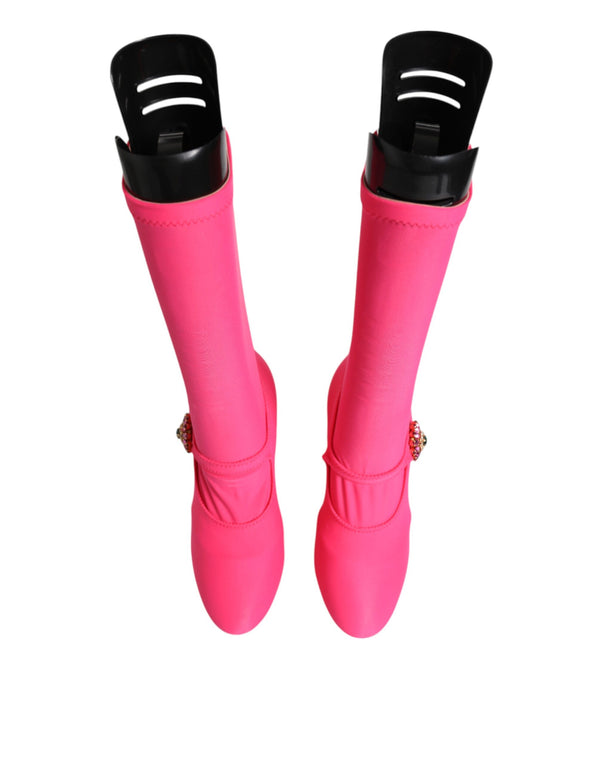 Rosa Nylon Kristall Vally Hohe Stiefel Schuhe