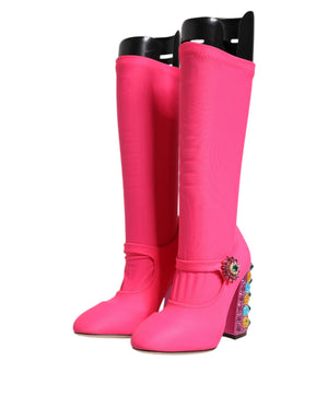 Rosa Nylon Kristall Vally Hohe Stiefel Schuhe