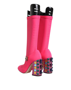 Rosa Nylon Kristall Vally Hohe Stiefel Schuhe