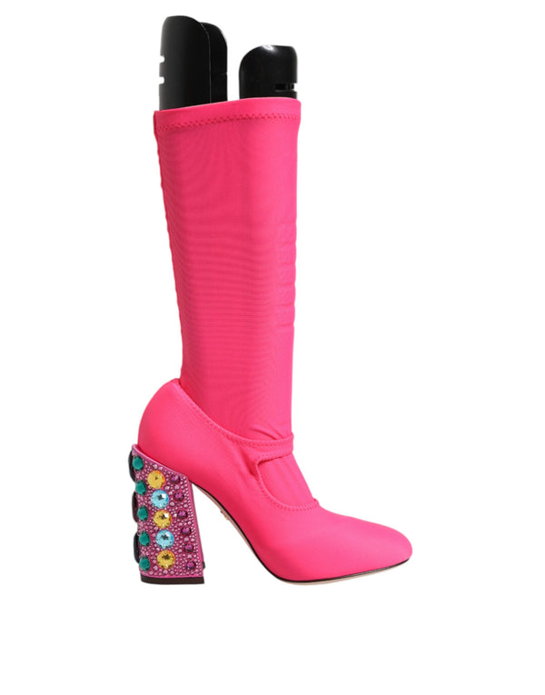 Rosa Nylon Kristall Vally Hohe Stiefel Schuhe