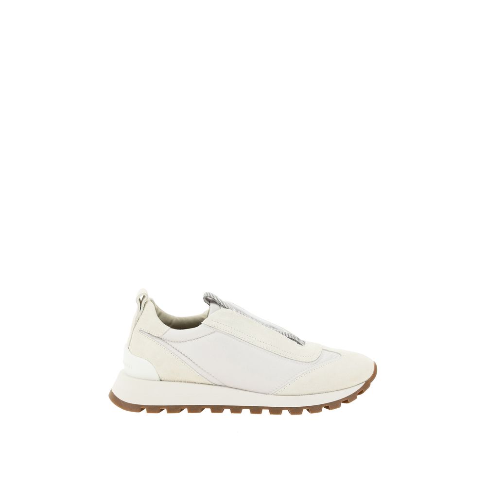Weiße Gummisohle Sneakers mit niedrigem Schaft
