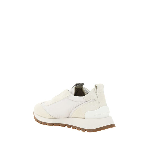Weiße Gummisohle Sneakers mit niedrigem Schaft