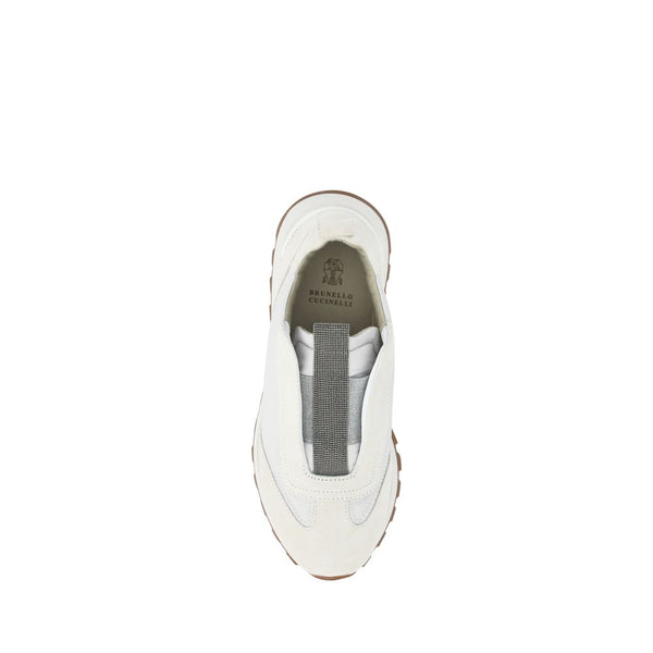 Weiße Gummisohle Sneakers mit niedrigem Schaft