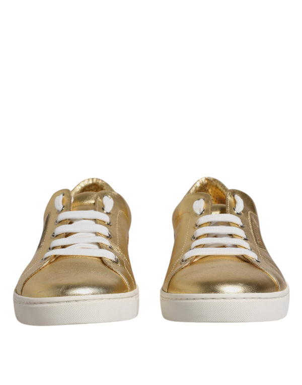 Gold Leder Logo London Männer Turnschuhe Schuhe