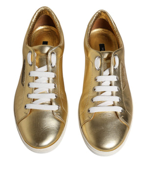 Gold Leder Logo London Männer Turnschuhe Schuhe
