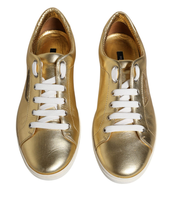 Gold Leder Logo London Männer Turnschuhe Schuhe