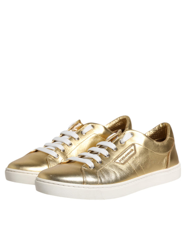 Gold Leder Logo London Männer Turnschuhe Schuhe