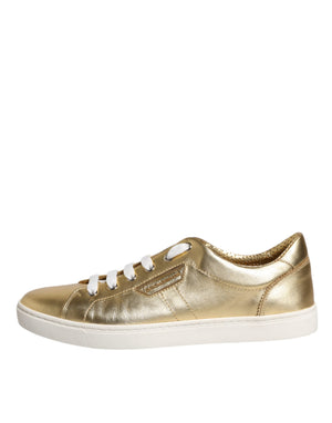 Gold Leder Logo London Männer Turnschuhe Schuhe