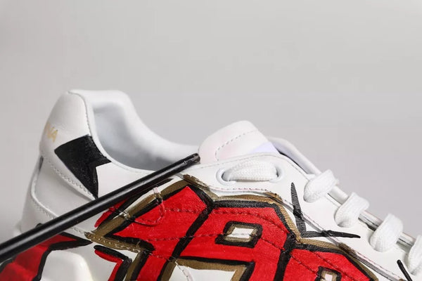 Weiß Daymaster Hand gemalt Turnschuhe Schuhe