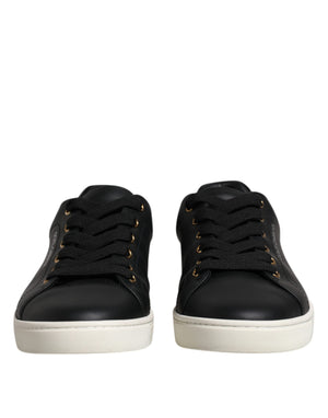 Schwarzes Leder Logo London Sneaker Schuhe