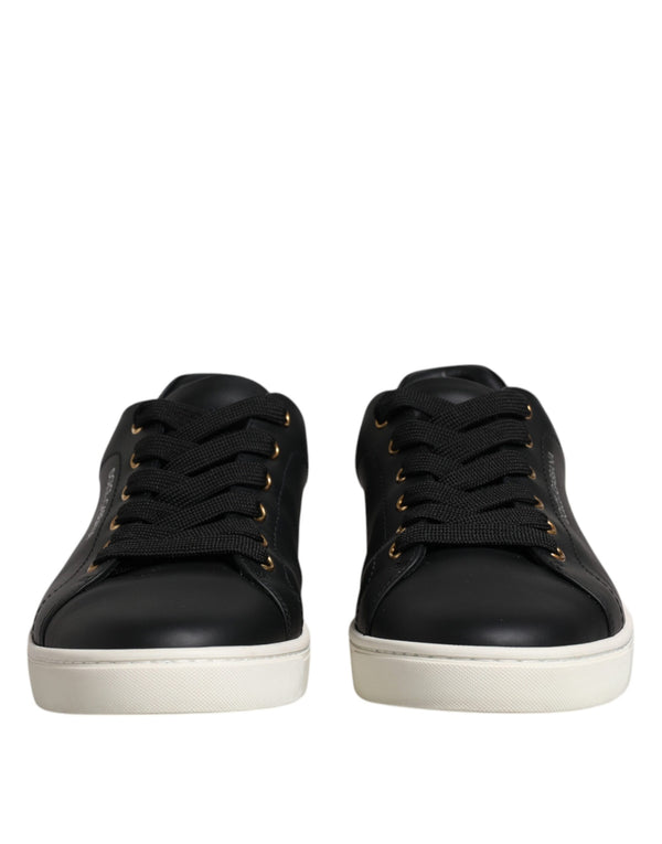 Schwarzes Leder Logo London Sneaker Schuhe