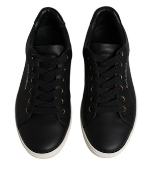 Schwarzes Leder Logo London Sneaker Schuhe