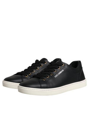 Schwarzes Leder Logo London Sneaker Schuhe