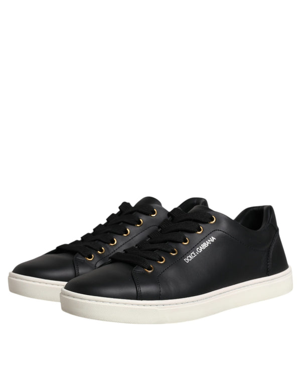 Schwarzes Leder Logo London Sneaker Schuhe