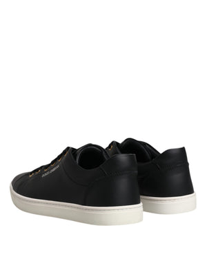 Schwarzes Leder Logo London Sneaker Schuhe