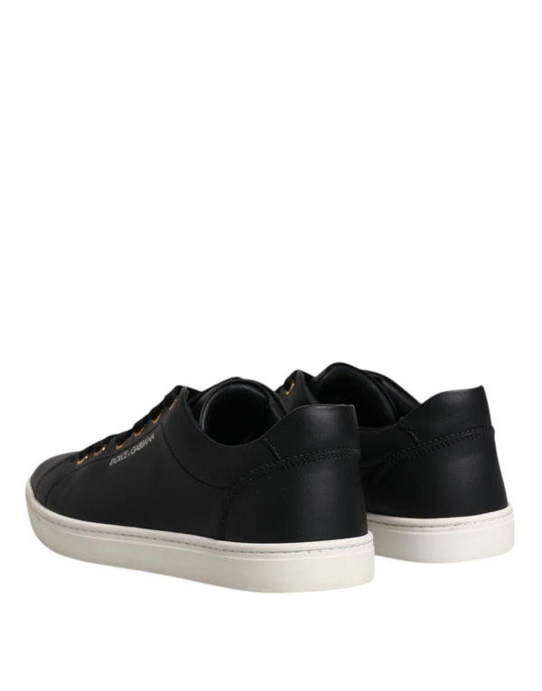 Schwarzes Leder Logo London Sneaker Schuhe