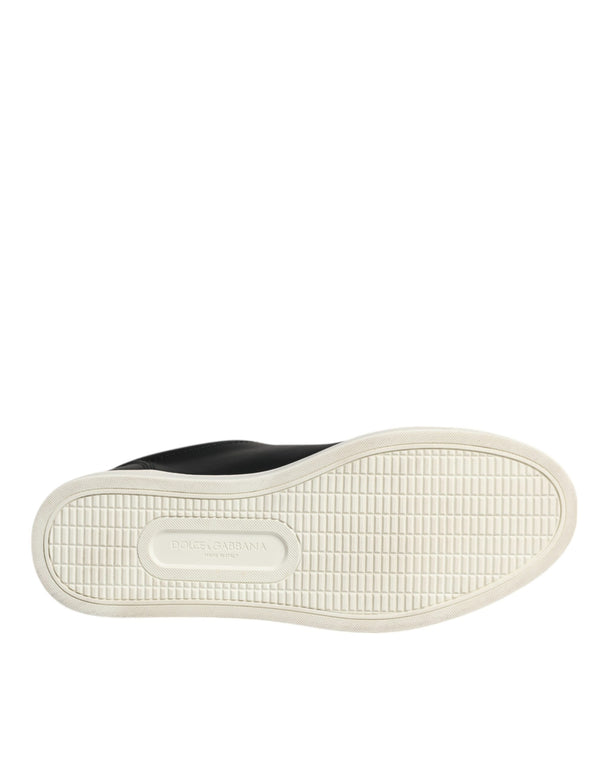 Schwarzes Leder Logo London Sneaker Schuhe