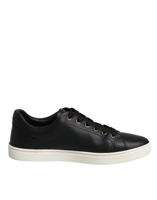 Schwarzes Leder Logo London Sneaker Schuhe