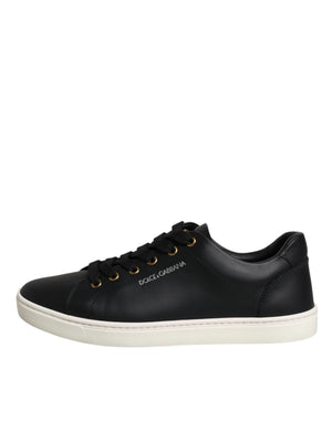 Schwarzes Leder Logo London Sneaker Schuhe