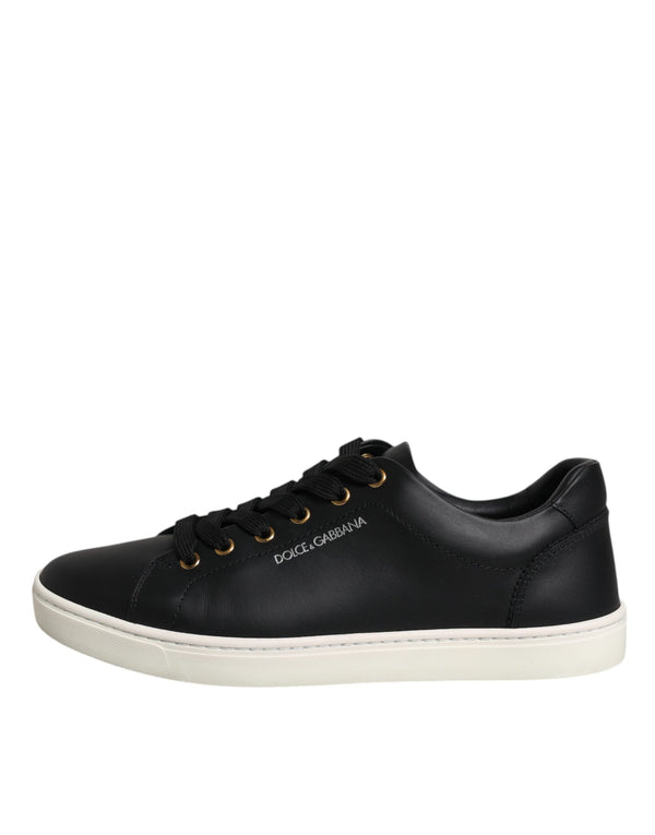 Schwarzes Leder Logo London Sneaker Schuhe
