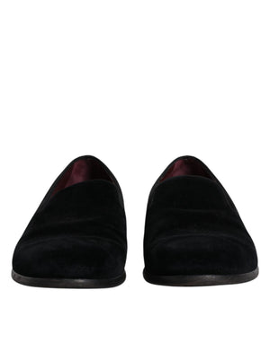 Schwarzer Samt Loafers Formal Männer Kleid Schuhe