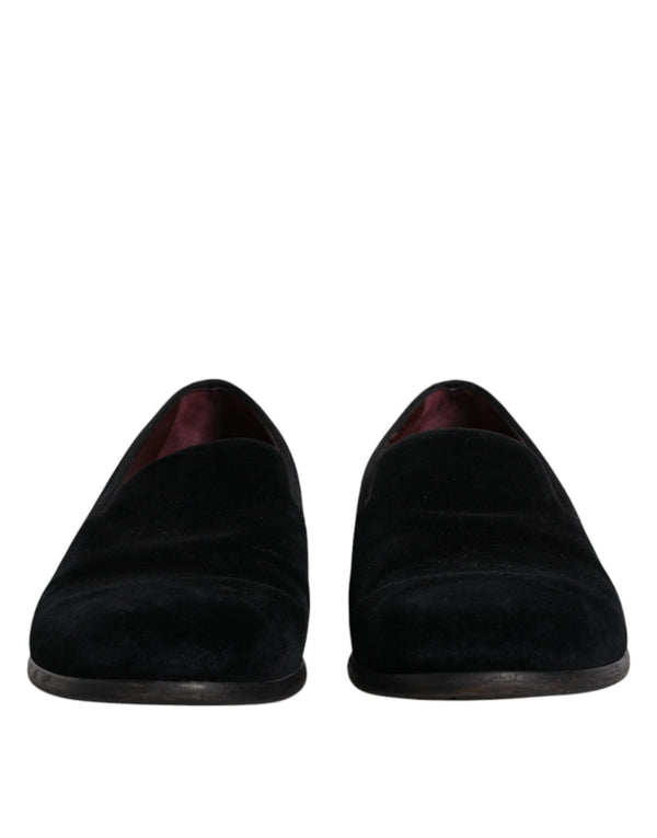 Schwarzer Samt Loafers Formal Männer Kleid Schuhe